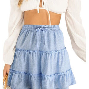 Alelly Women's Summer Cute High Waist Ruffle Skirt Floral Print Swing Beach Mini